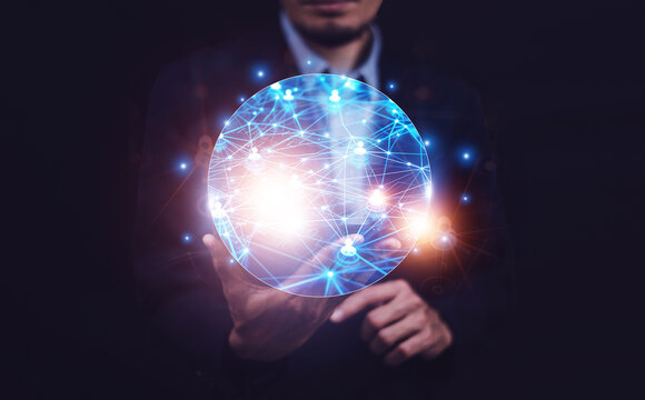 Hand holding datum for big data concept.