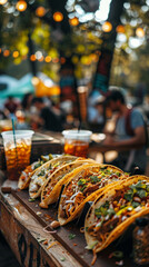 Street food festival realistic flavors from around the world vibrant drinks and dishes
