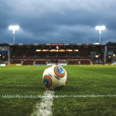 Rainy pitch and football