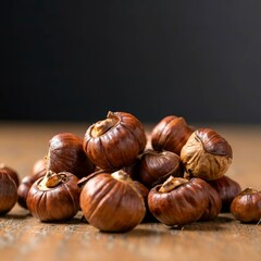 Roasted chestnuts, sweet aroma,coffee smell The concept oeating food