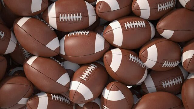 American football or rugby ball transition. 3d animation