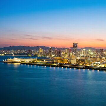 Skyline and Port of Kobe in Japan
