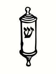 Vector drawing. Jewish box with torah. Mezuzah