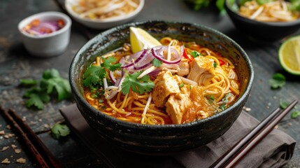 Northern Thai style khao soi, chicken noodle soup recipe