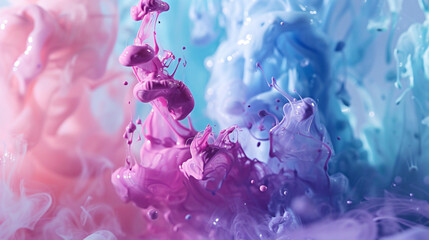 Beautiful abstraction of liquid paints in slow blend