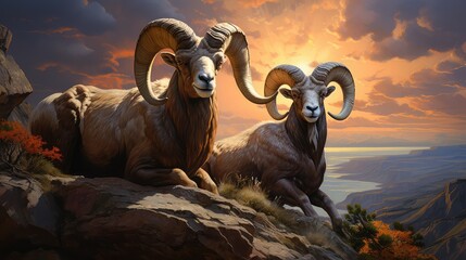 mountain goats on the rock