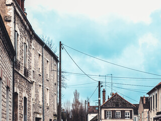 Fototapeta na wymiar Street view of Souppes-sur-Loing in France