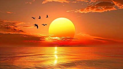 Fototapeta na wymiar Beautiful sunset and great sun