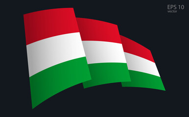 Waving Vector flag of Hungary. National flag waving symbol. Banner design element.
