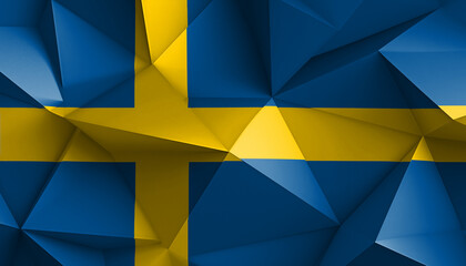 Kingdom of Sweden Flag Abstract Prism on Background