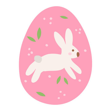 Easter hunt egg with jumping bunny, Easter holiday design element, vector