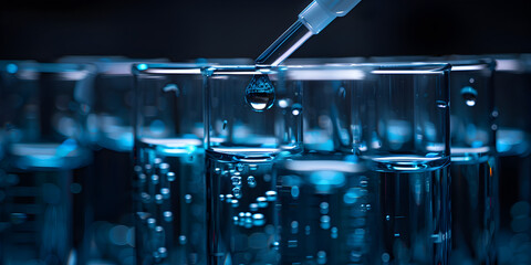 The test tube crashed in the chemical laboratory. concept - a dangerous liquid, substance, accident, 