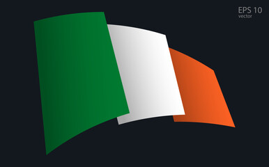 Waving Vector flag of Irish. National flag waving symbol. Banner design element.
