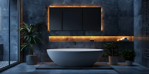 bathroom with a shower, Luxury bathroom glows with elegant modern design, - obrazy, fototapety, plakaty