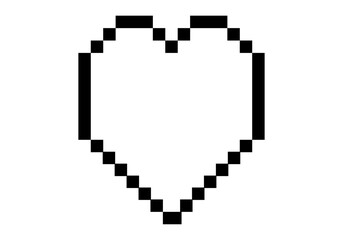 Fototapeta premium Icono de trazo negro pixelado de un corazón. 