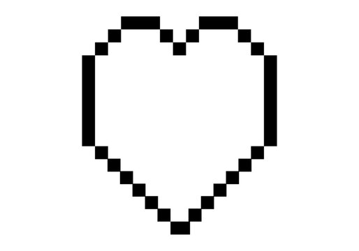 Icono de trazo negro pixelado de un coraz&oacute;n. 