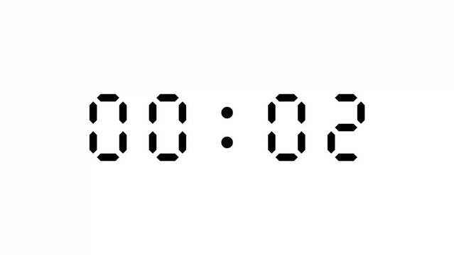 5 second countdown digital timer on white background