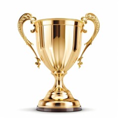 Fototapeta na wymiar Elegant Golden Trophy Cup Isolated on White, Symbolizing Achievement, Victory, and Success