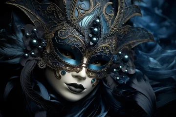 Gardinen Exquisite and mysterious enigmatic venetian masquerade mask perfect for luxurious carnivals and elaborate disguises in Venice's cultural tradition © Татьяна Евдокимова