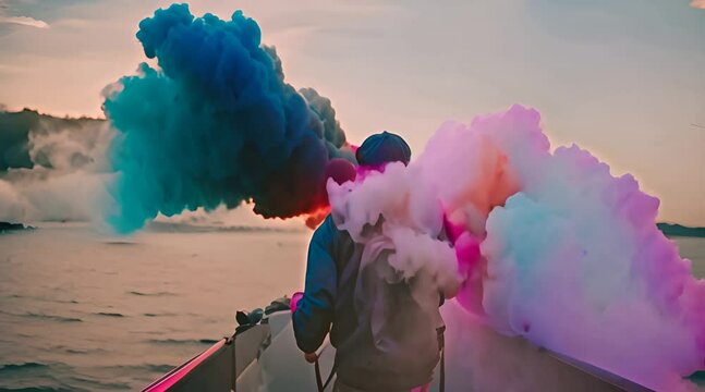 colourful smoke motion video. blurred background