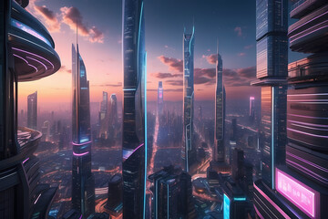 Metropolis 2050: A Glimpse into Tomorrow's Skyline : Generative AI - obrazy, fototapety, plakaty
