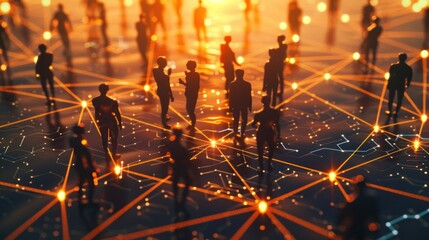 3D rendering of business network concept, group of business people, teamwork, human resources.