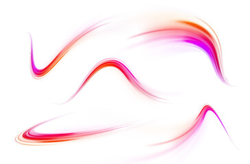 Set of neon speed lines on transparent background PNG. Big data traffic visualization, dynamic high speed data streaming traffic.	
