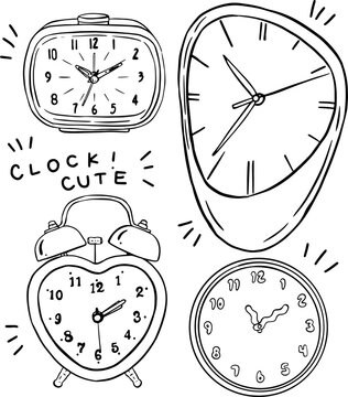hand drawn cute clock element for templates
