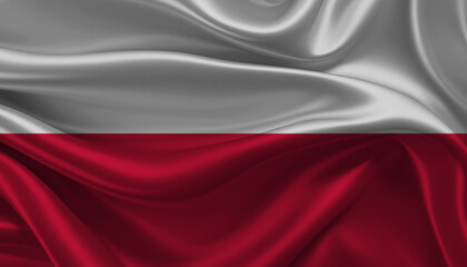 Bright and Wavy Republic of Poland Flag Background