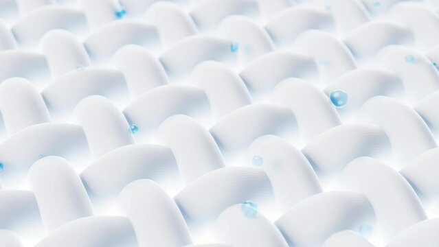Wave cloth with microscopic detail and cleaning bubbles, 3d rendering.