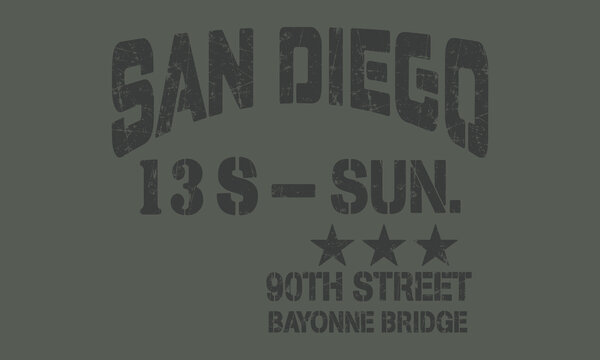 13 S -Sun San Diego city slogan with  editable girls tee shirt hoodie vector