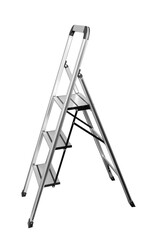 Metal ladder on white
