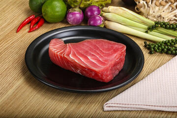Raw fresh tuna steak for grill