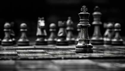 chess pieces on a chessboard - obrazy, fototapety, plakaty