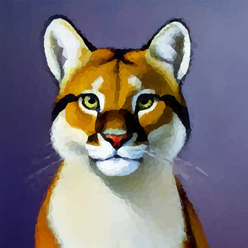 Portrait of a Puma. Vector illustration. Voronoi design.