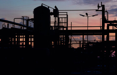 Natural gas pump station. Pipes. Sunset. Netherlands. Eighties.