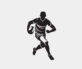 Fototapeta na wymiar Silhouette of Rugby vector illustration on a white background 
