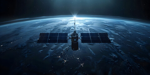 earth in the sky, A satellite a sentinel orbiting earth capturing its beauty and secrets, 
