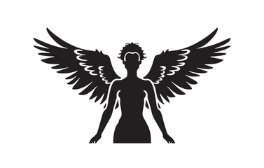 Obraz premium Angel silhouette vector illustration on a white background 