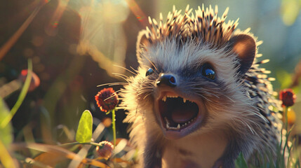 Close up shot of hedgehog - obrazy, fototapety, plakaty