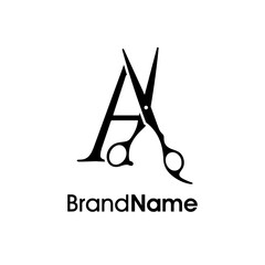 Luxury Initial A Scissors Logo