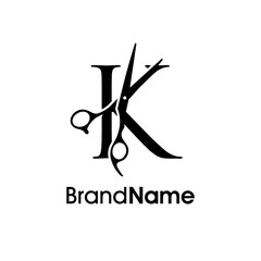 Luxury Initial K Scissors Logo