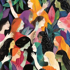 Pattern Women supporting women: a network of strength: Showcase images of women supporting and uplifting each other, emphasizing the strength of solidarity