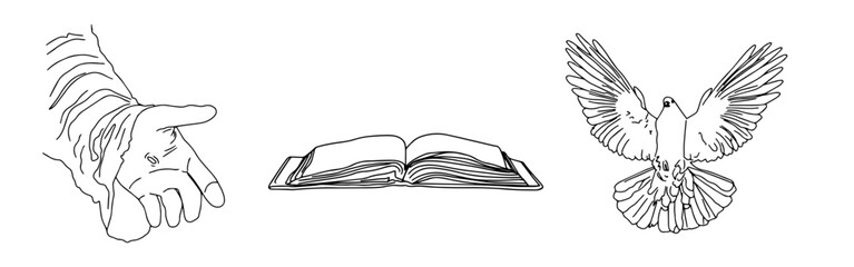 Obraz premium Vector christian set hand drawn doodle element. Modern brush calligraphy. Ink handwriting inscriptions. Typography and lettering.