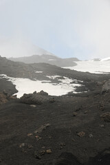 A snowy slope of Etna, Sicily, Italy
