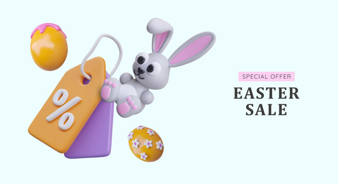 Festive spring sale, special Easter promotion. Hunting for discounts