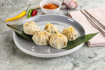 Chinese traditional steamed dumpligs momo