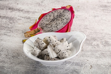 Dragon fruit Pitahaya in the bowl