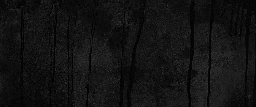 Vector water stain on drack black concrete wall texture background.