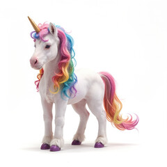 Unicorn Pony with colorful multicolored rainbow mane and tail